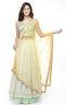 A R Silk Women's Net Net Chandna Handwork With Moti Laish Yellow Fancy Dupatta