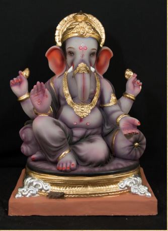Motha Gol Ring Peshwa - 21 Inch Paper Mache Ash Color Ganesh - 5000gms
