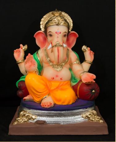 Motha Gol Ring Peshwa - 21 Inch Paper Mache Sitting Ganesh - 5000gms