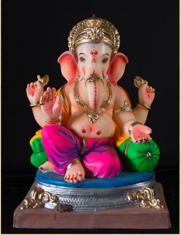 Motha Gol Ring Peshwa - 21 Inch Paper Mache Mushik Ganesh - 5000gms