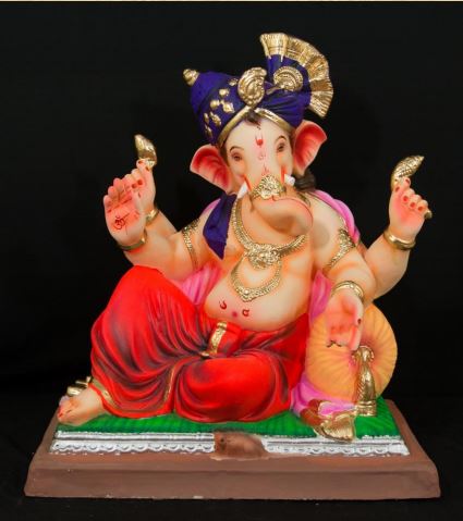 Gujrati Pheta - 24 Inch Paper Mache sitting Ganesh - 5000gms