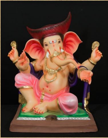 Half Dhotar Malhar - 24 Inch Paper Mache Ganesh WITH CAP - 5000gms