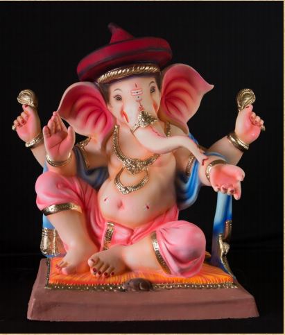 Half Dhotar Peshwa - 24 Inch Paper Mache Ganesh with brown cap - 5000gms