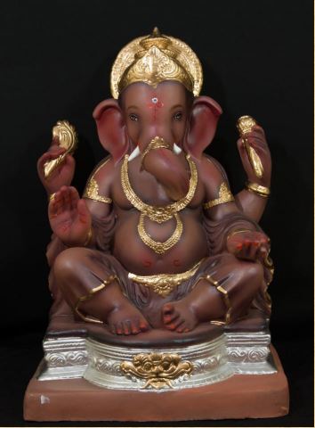 Half Dhotar Titwala - 24 Inch Paper Mache Brown Ganesh - 5000gms