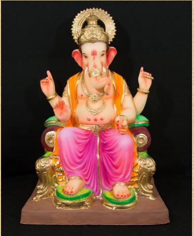Lal Baug Raja without Prabhaval - 29 Inch Paper Mache Ganesh - 5000gms