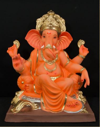 Palthi Mandi Double load - 24 Inch Paper Mache Orange  Ganesh - 5000gms