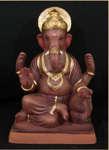 Shivrekar - 21 Inch Paper Mache Brown Ganesh - 5000gms