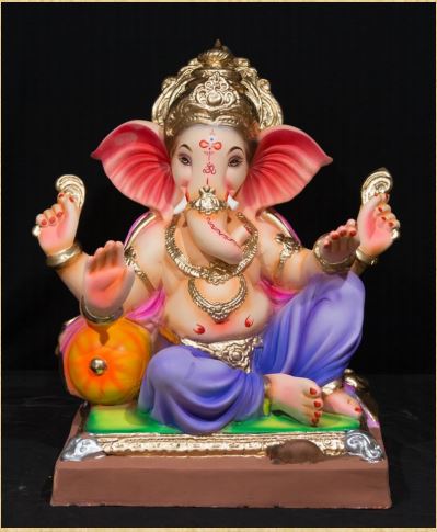 Single Load Peshwa - 18 Inch Paper Mache Ganesh with crown - 5000gms