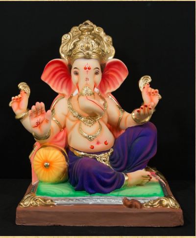 Single Load Peshwa - 24 Inch Paper Mache mushika Ganesh - 5000gms