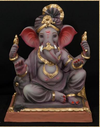 Single Load Pheta - 18 inch Paper Mache Ash Ganesh - 5000gms