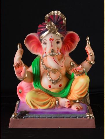 Single Load Pheta - 18 inch Paper Mache Ganesh With brown pagdi - 5000gms