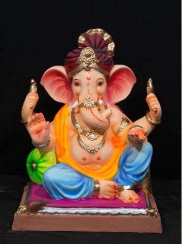 Single Load Pheta - 18 inch Paper Mache Ganesh With Pagdi - 5000gms
