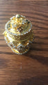 Pure Silver Gold Plated Kumkum Bharni with stones