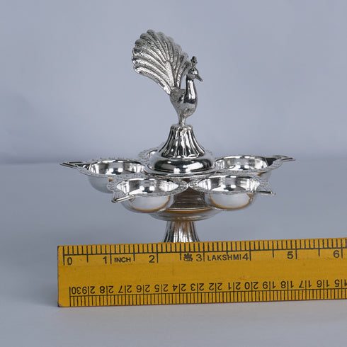 Pure Silver Panchmukhi Peacock Deepam Diya 109g