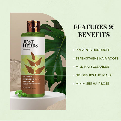 Just Herbs Amla and Neem Anti-Hairfall Shampoo For Men & Women 200ml