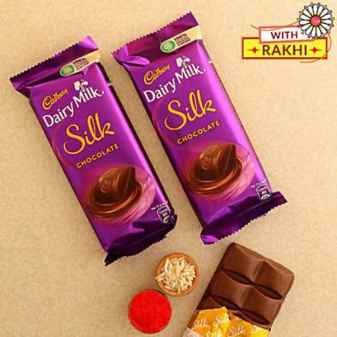 Set of 3 Traditional Pearl Rakhi and Cadbury Silk Chocolates