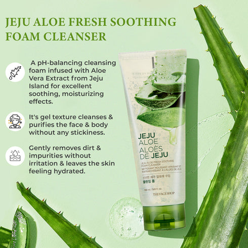 The Face Shop Jeju Aloe Fresh Soothing Cleansing Foam 150ml