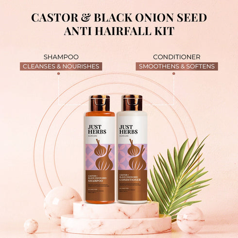 Just Herbs Castor & Black Onion Seed Anti Hair Fall Kit 200ml