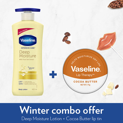 Vaseline Intensive Care Deep Moisture Body Lotion + Cocoa Lip Tin