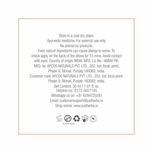 Just Herbs Kimsukadi Tail - Glow Boosting Facial Oil 30ml