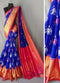 Ikkat Blue And Pink Color Saree