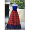 Pochampally Ikkat Red Lehenga With Blue Borders