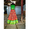 Pochampally Ikkat Red Lehenga With Parrot Green Border