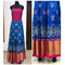 Pochampally Ikkat Blue With Pink Color Border Lehenga