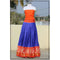 Pochampally Ikkat Dark Blue Lehenga With Orange Color Border