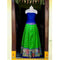 Pochampally Ikkat Parrot Green Lehenga With Blue Color Border