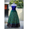 Pochampally Ikkat Rama Green Lehenga With Blue Border