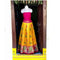 Pochampally Ikkat Yellow Color Lehenga With Pink Border