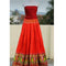 Pochampally Ikkat Orange Lehenga With Maroon Border