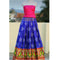 Pochampally Ikkatblue With Pink Color Border Lehenga
