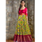 Pochampally Ikkat Yellow With Pink Color Border Lehenga