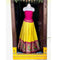 Pochampally Ikkat Yellow Lehenga With Pink Border