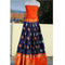 Pochampally Ikkat Dark Blue Color Lehenga With Orange Border
