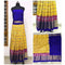 Pochampally Ikkat Yellow Lehenga With Dark Blue Border