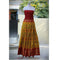Pochampally Ikkat Yellow Lehenga With Maroon Border