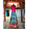 Pochampally Ikkat Sky Blue Lehenga With Pink Border
