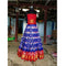 Pochampally Ikkat Dark Blue Lehenga With Orange Border