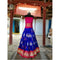 Pochampally Ikkat Dark Blue Lehenga And Pink Color Border