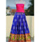 Pochampally Ikkat Dark Blu Lehenga With Pink Border