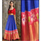 Pochampally Ikkat Dark Blue Lehenga With Red Border