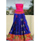 Pochampally Ikkat Silk Dark Blue With Pink Border Lehenga