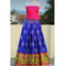 Pochampally Ikkatsilk Dark Blue Lehenga With Pink Border