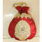 Red Designer Embroider Satin Silk Potli Purse