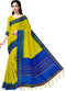 Yellow With Blue Color Ikkat Silk Light Weight Saree