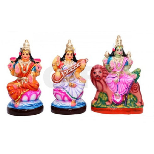 Lakshmi Saraswathi Durga 12 Inch Clay 7245g