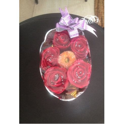 Special Swagruha Red Rose Design Sweet With Kaju-500g